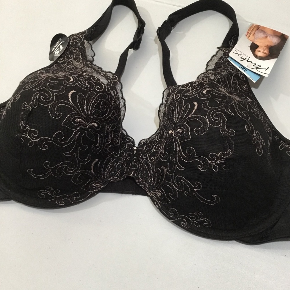 Playtex Secrets Black Underwire Bra 4523 with Embroidery Detail New with tag - Picture 6 of 7